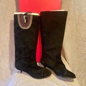 Plenty By Tracy Reese Black Suede Kitten Heel Boot Size 38.5